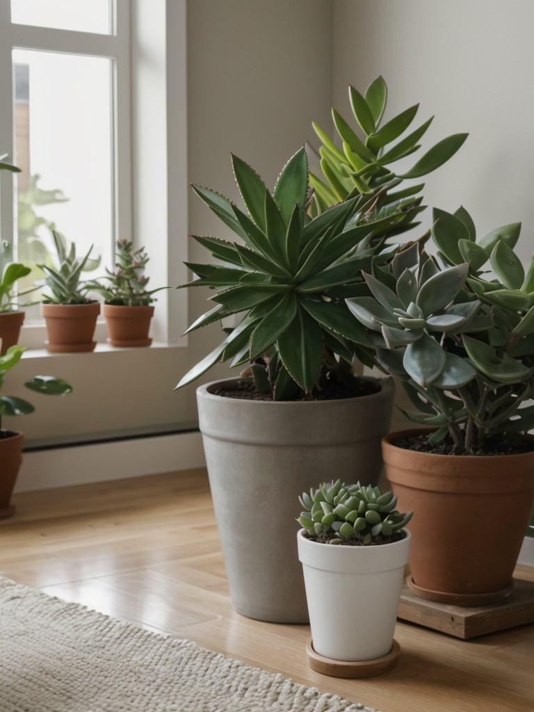 A trendy indoor plant or a collection of easy-to-care-for succulents.