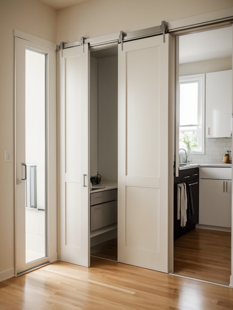 Consider using sliding or pocket doors to save space and create a more open feel in small apartments.