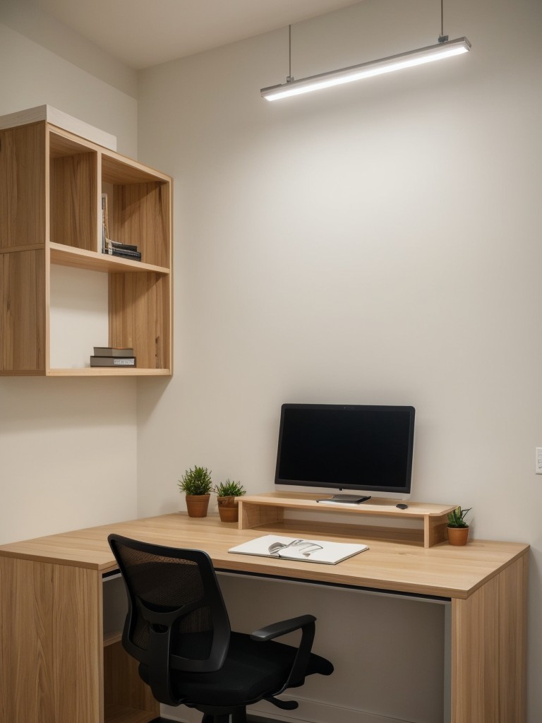 Install a wall-mounted desk or a built-in work area to create a functional workspace without taking up valuable floor space in small apartments.