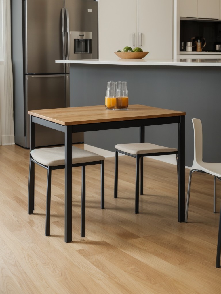 Use foldable furniture and collapsible dining tables to create adaptable spaces that can be easily transformed to accommodate various activities in a small apartment.