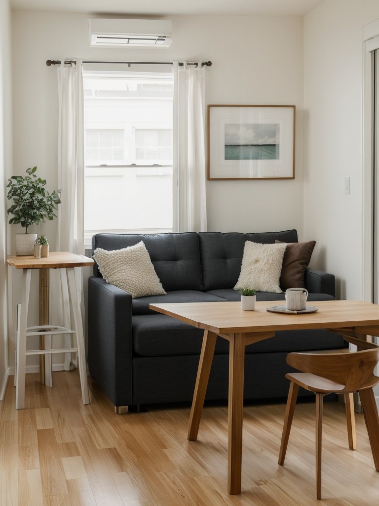 Utilize multi-purpose furniture items, such as a sofa bed or a dining table that can double as a work desk, to maximize functionality in a small apartment.