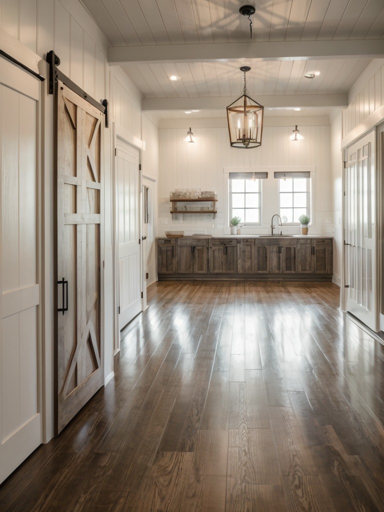 Add farmhouse accents, such as shiplap walls, barn doors, and vintage-inspired lighting, to infuse your modern farmhouse apartment with a cozy and welcoming atmosphere.