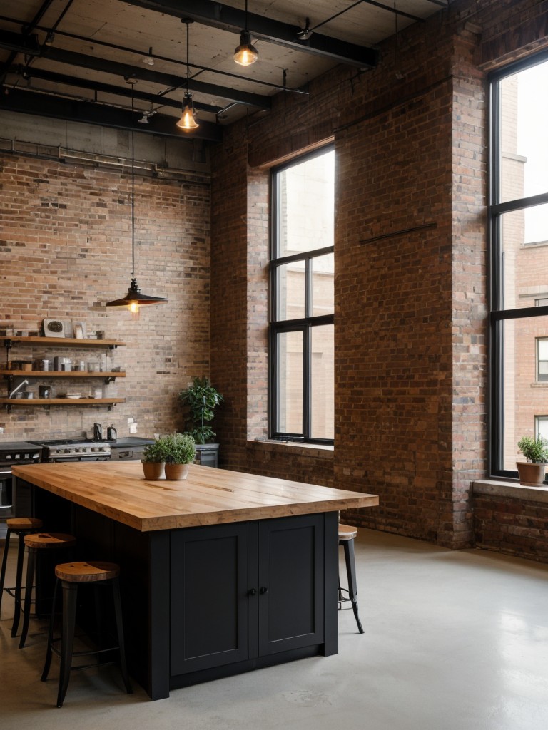 Embrace the character of an urban loft by maintaining open floor plans, exposed brick walls, and industrial-style lighting fixtures.