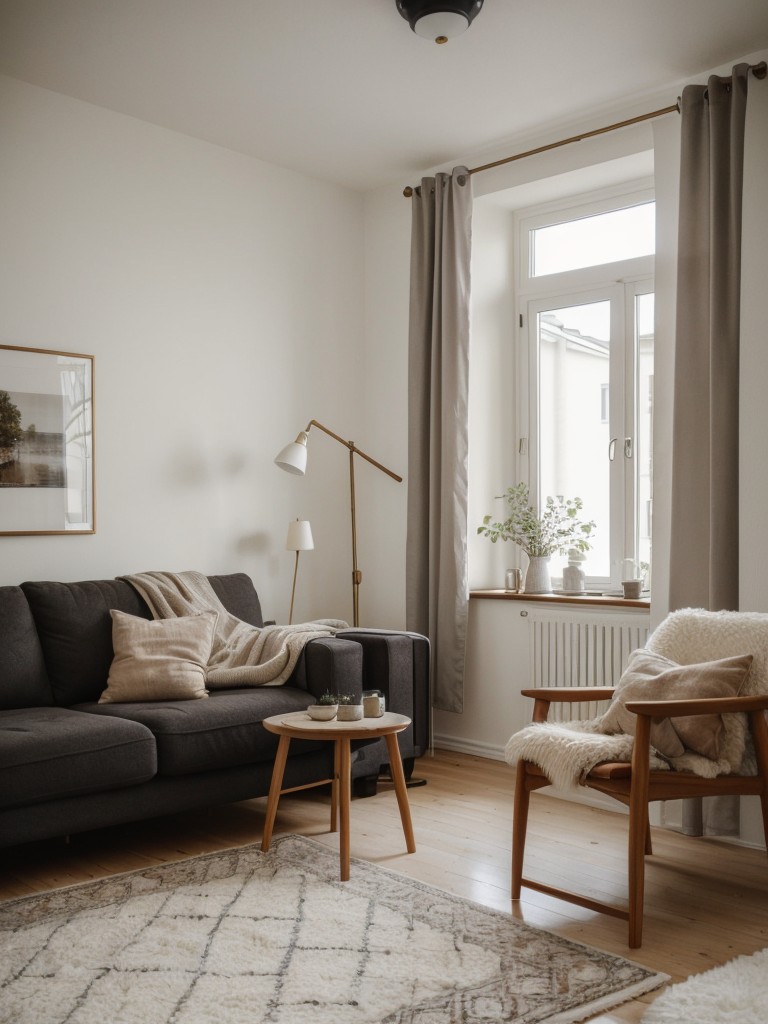 Incorporate hygge elements, such as warm textiles, candles, and plush rugs, to add warmth and comfort to your Scandinavian apartment decor.