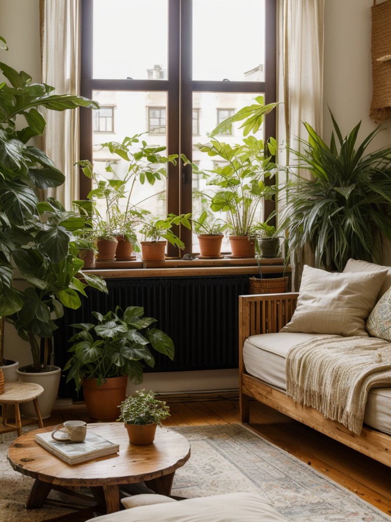 Incorporate natural elements, such as wooden furniture and plants, into your bohemian apartment design to create a sense of warmth and tranquility.