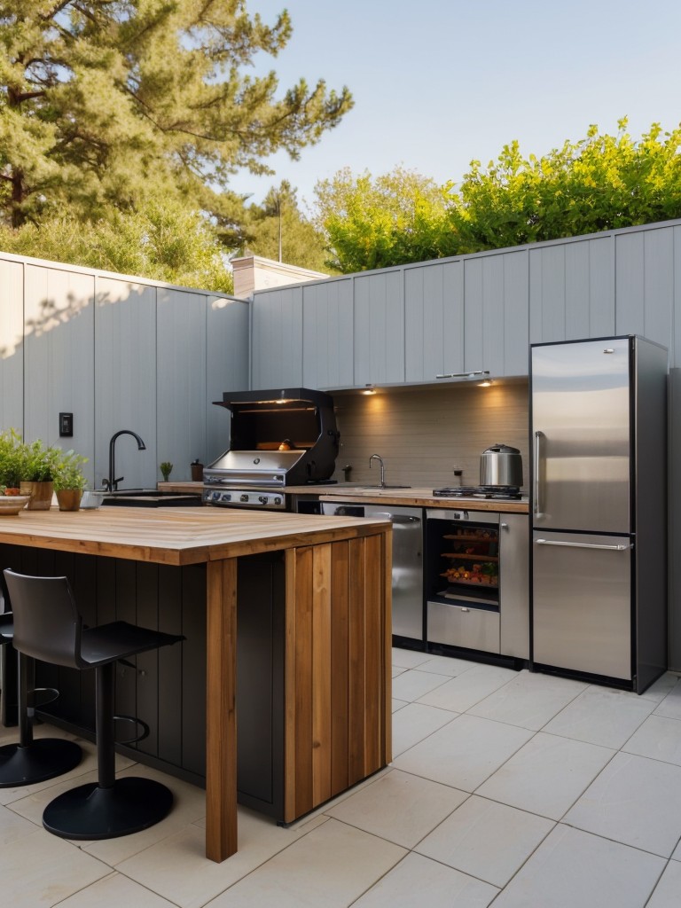 Incorporate a small BBQ grill or outdoor kitchenette to enhance your culinary experience and entertain friends and family in your ground floor apartment garden.