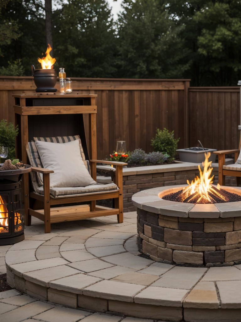 Set up a small portable fire pit or a chiminea to add warmth and ambiance to your outdoor space during cooler evenings.