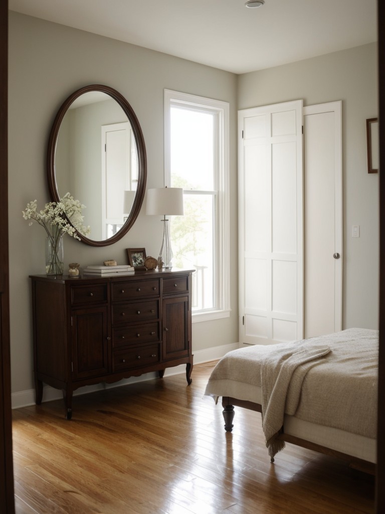 Utilize decorative mirrors to create the illusion of more space and bounce light around the room.