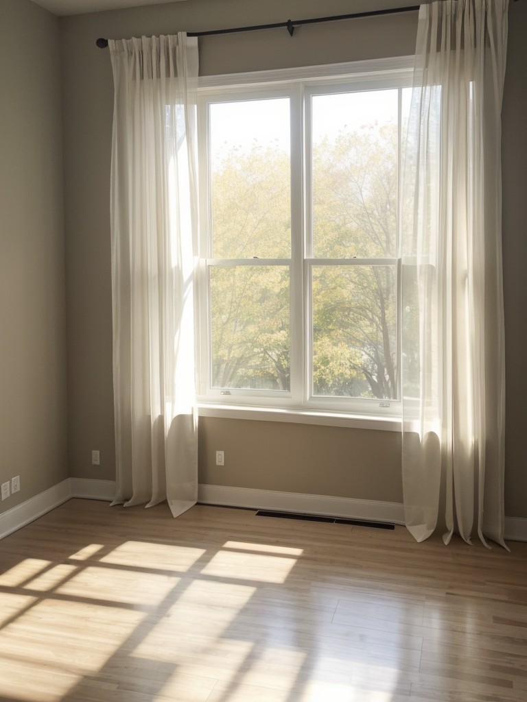 Utilize natural light by choosing sheer curtains or blinds that allow sunlight to filter through and make your space feel brighter and more airy.