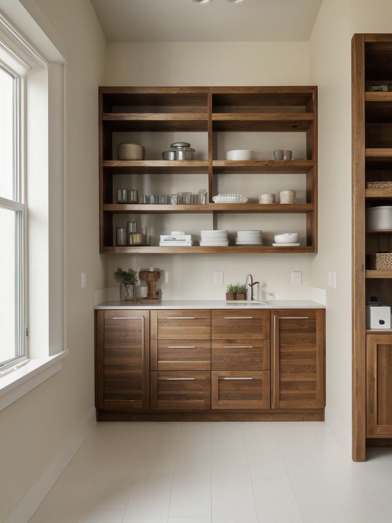 Utilize open shelving and wall-mounted storage options to save floor space and keep belongings organized.