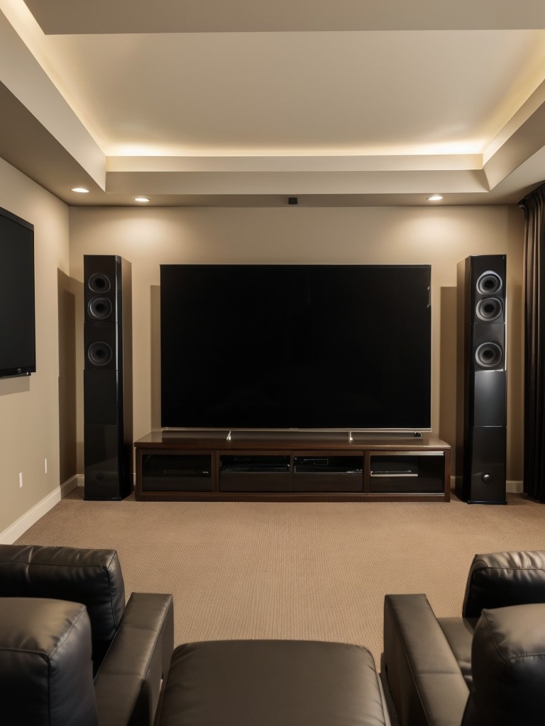 Create an entertainment zone with a home theater system or a dedicated media room for an immersive viewing experience in your high-rise apartment.