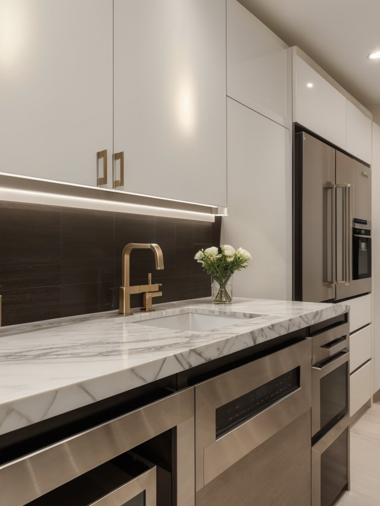 Enhance the feeling of luxury by incorporating high-end materials and finishes, such as marble countertops, sleek metals, and plush textiles.