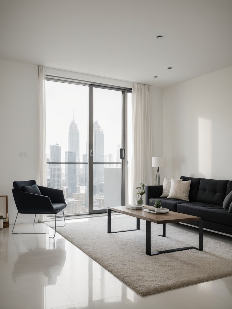 Opt for a sleek and minimalist decorating approach to complement the clean lines and modern architecture of your high-rise apartment.