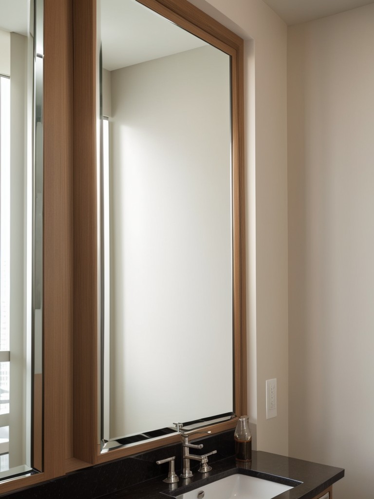 Utilize mirrors strategically to enhance the feeling of space and reflect natural light throughout your high-rise apartment.