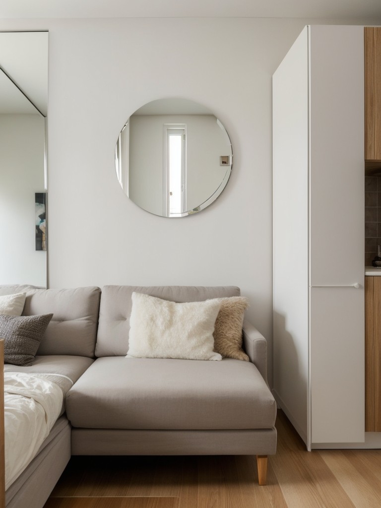 Incorporating mirrors strategically in a small apartment to visually expand the space and enhance natural lighting.