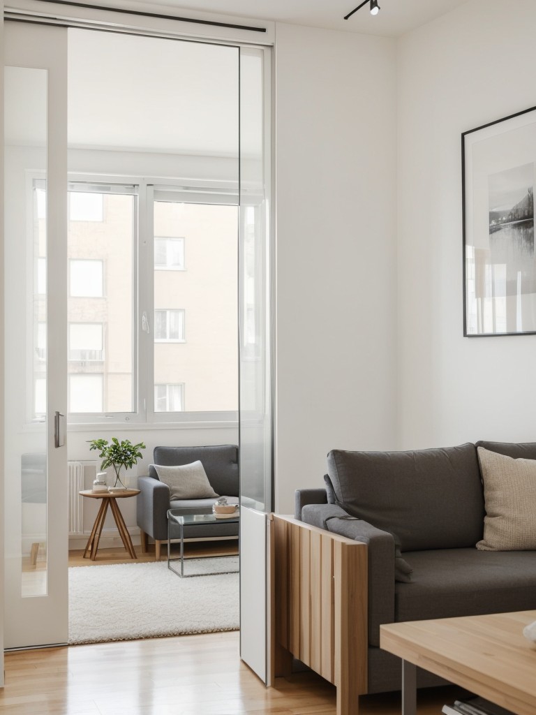 Small apartment decor ideas that incorporate see-through furniture or glass partitions to maintain an open and airy feel.