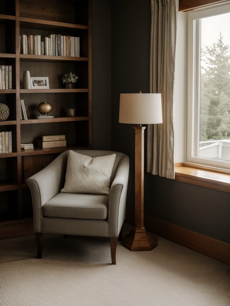 Incorporating a cozy reading nook with a comfortable chair, a small side table, and adequate lighting for relaxation and escapism.