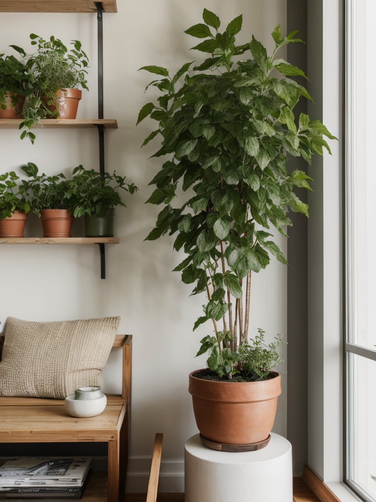 Incorporating natural elements, such as indoor plants or a small herb garden, to bring freshness and life to the space.