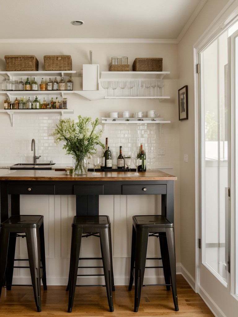 Incorporating a small dining table or a bar cart that can be used for entertaining guests.