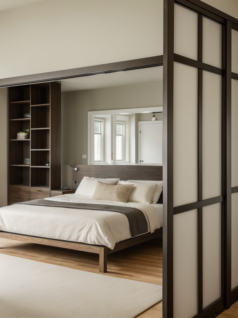 Installing sliding or folding room dividers to create separate areas for living, dining, and sleeping.
