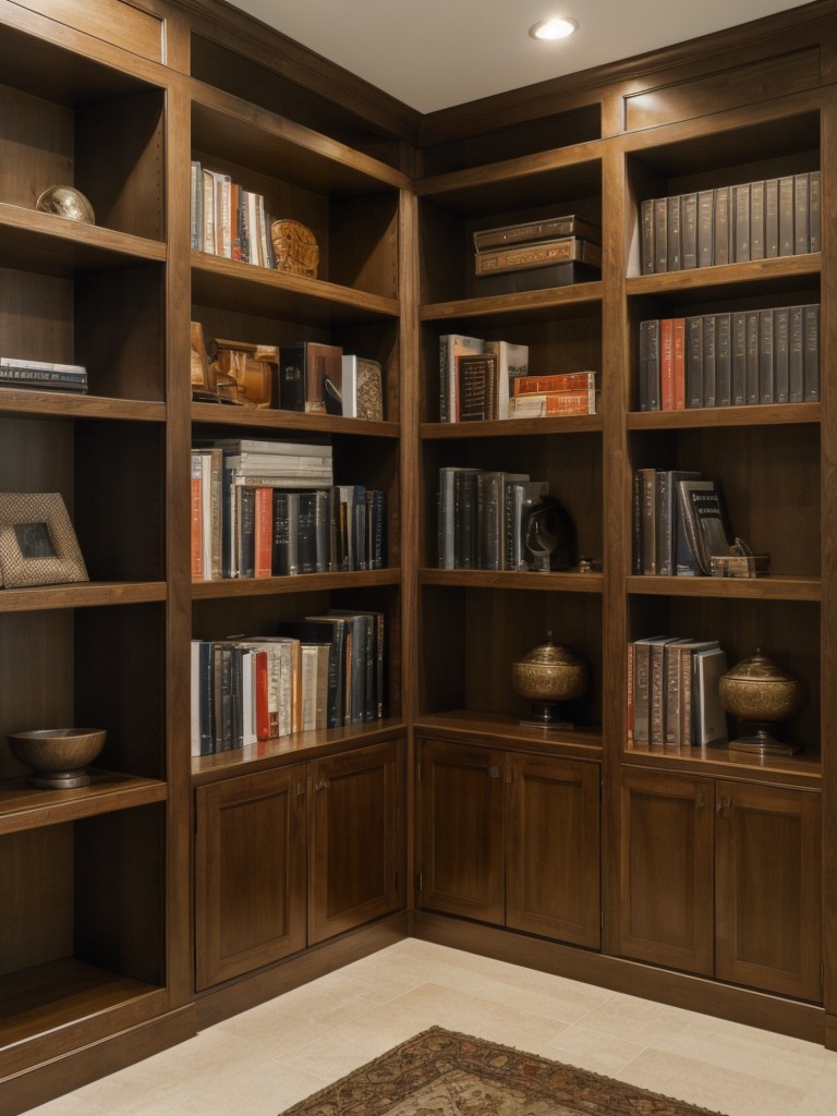 Utilizing vertical space with floor-to-ceiling bookshelves or hanging organizers.