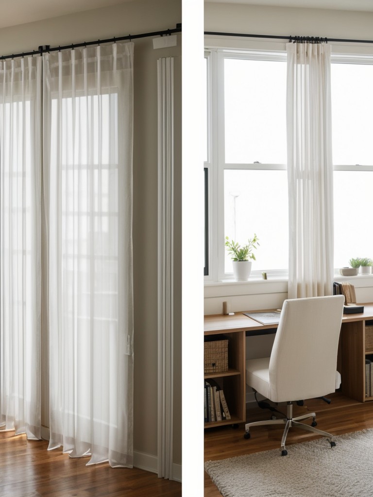 Create a clear separation between work and relaxation by using room dividers or curtains that can be opened or closed as needed.