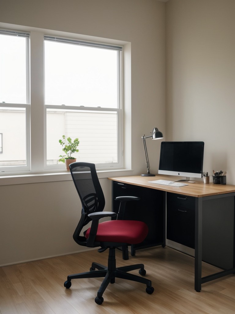 Create a comfortable work environment with an ergonomic chair, adjustable desk height, and proper lighting to reduce eye strain.