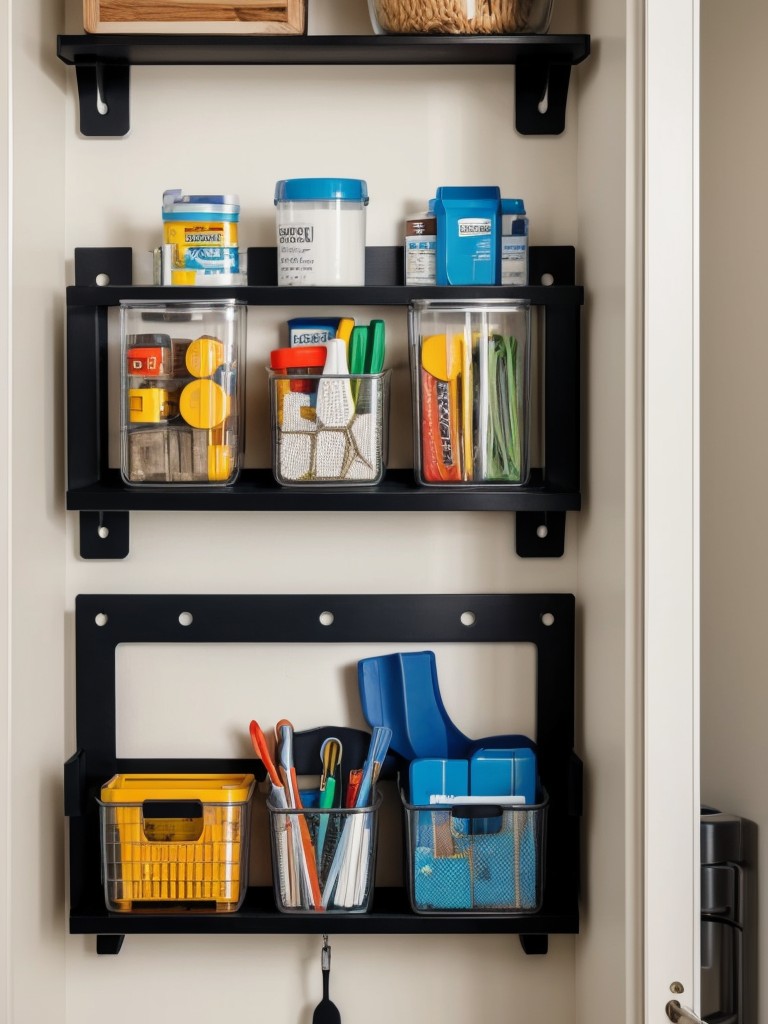 Implement smart storage solutions like wall-mounted pegboards or hanging organizers to keep frequently used items within reach.