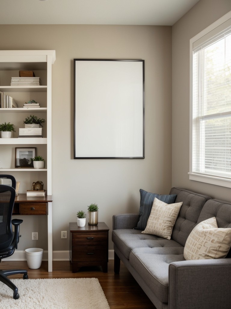 Incorporate a comfortable seating area in the home office, such as a cozy armchair or a space-saving futon, for breaks or meetings.