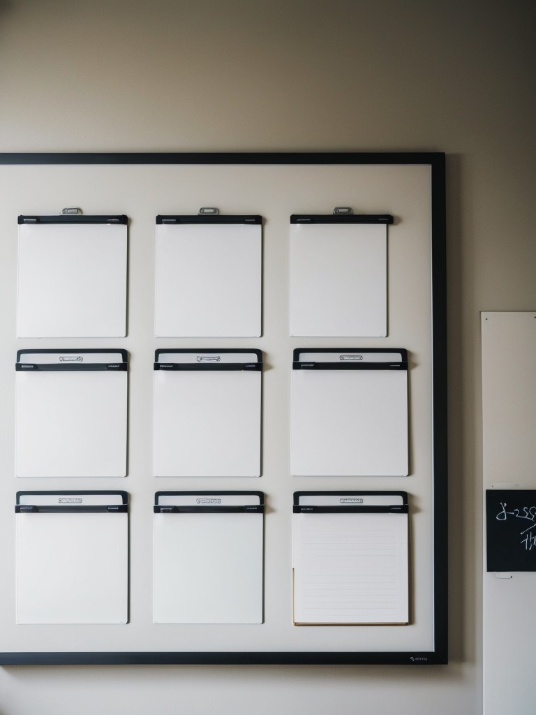 Install a whiteboard or a chalkboard wall for brainstorming and jotting down important tasks and reminders.