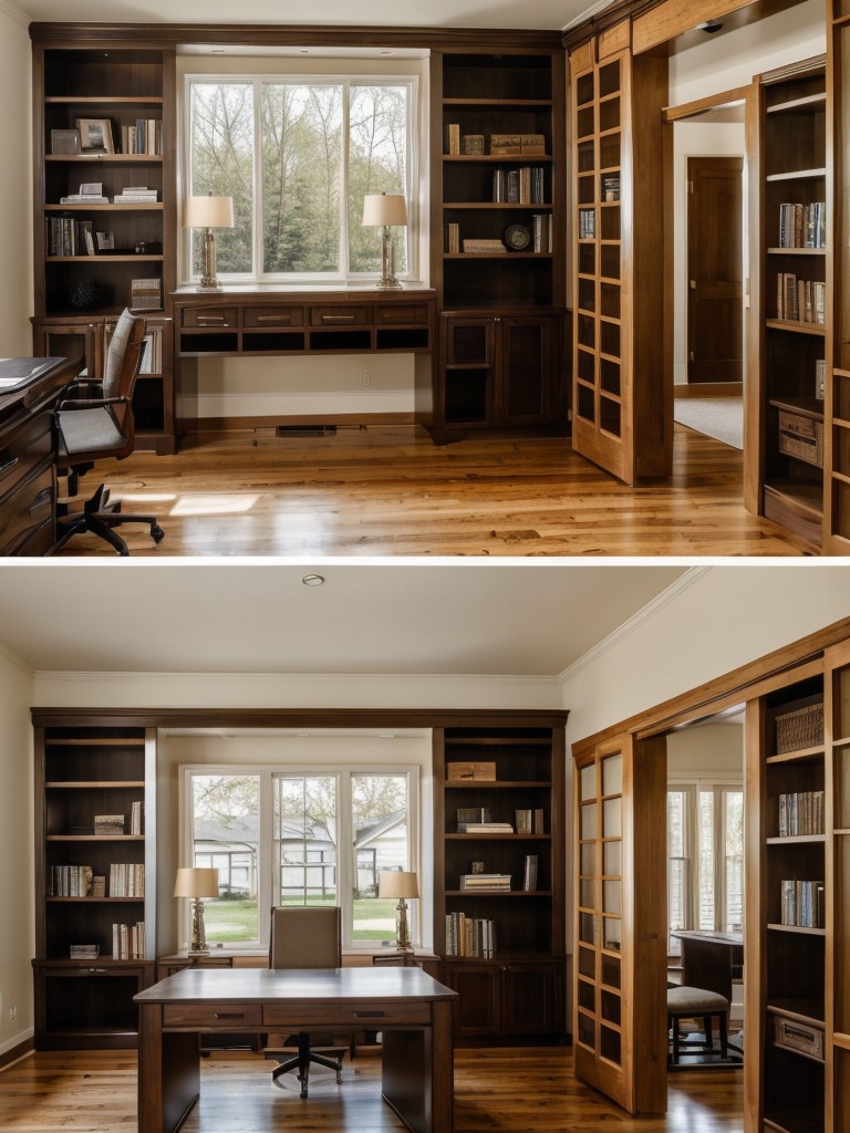 Utilize a room divider or a large bookcase to separate the home office area from the rest of the living space.