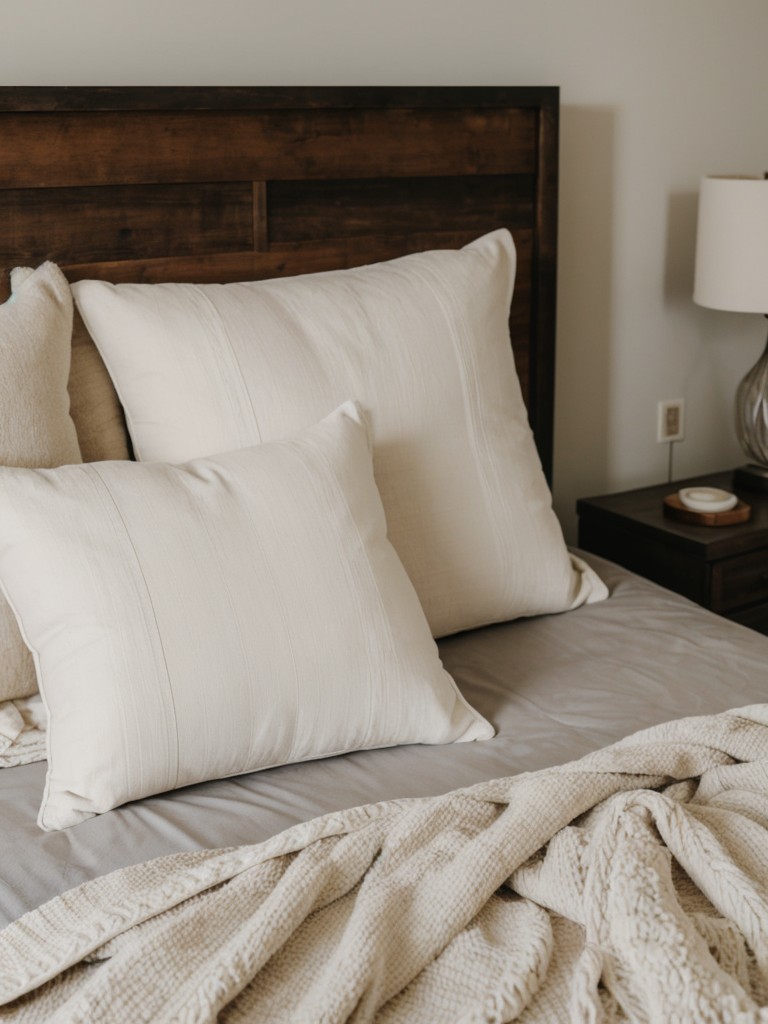 A cozy throw blanket and matching pillows to create a comfortable and inviting atmosphere.