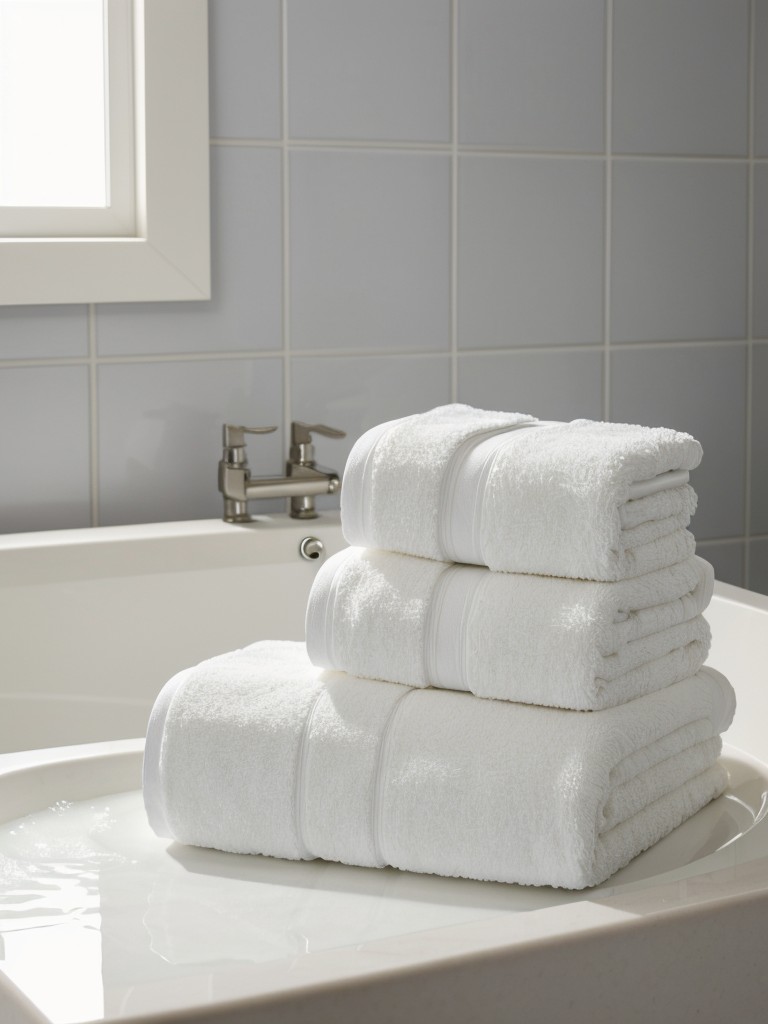 A luxurious set of bath towels and bath essentials for a spa-like experience in their new bathroom.