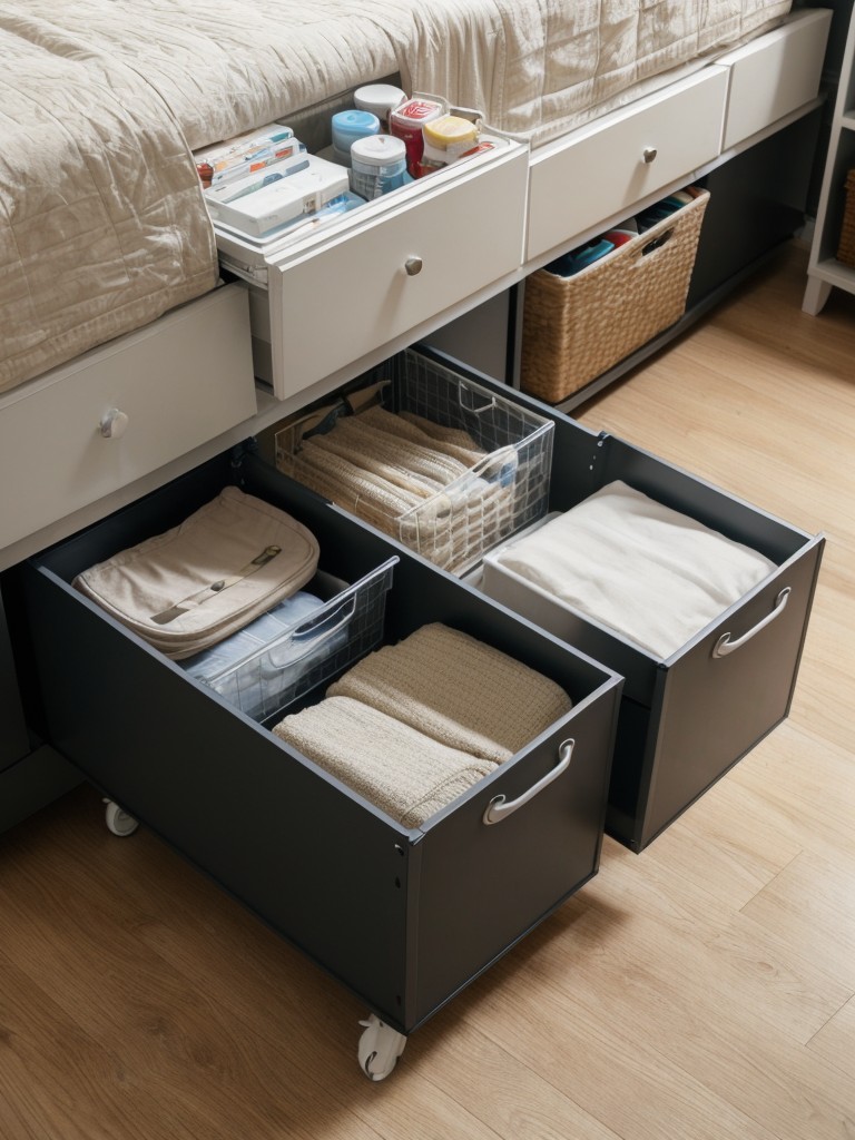 A practical storage solution, such as a set of under-bed storage containers or a hanging organizer, to help keep their apartment tidy.