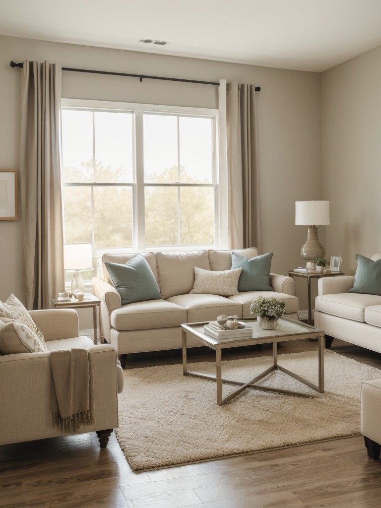 Utilize a neutral color palette to create a sense of calm and spaciousness, incorporating pops of color through accessories and artwork.