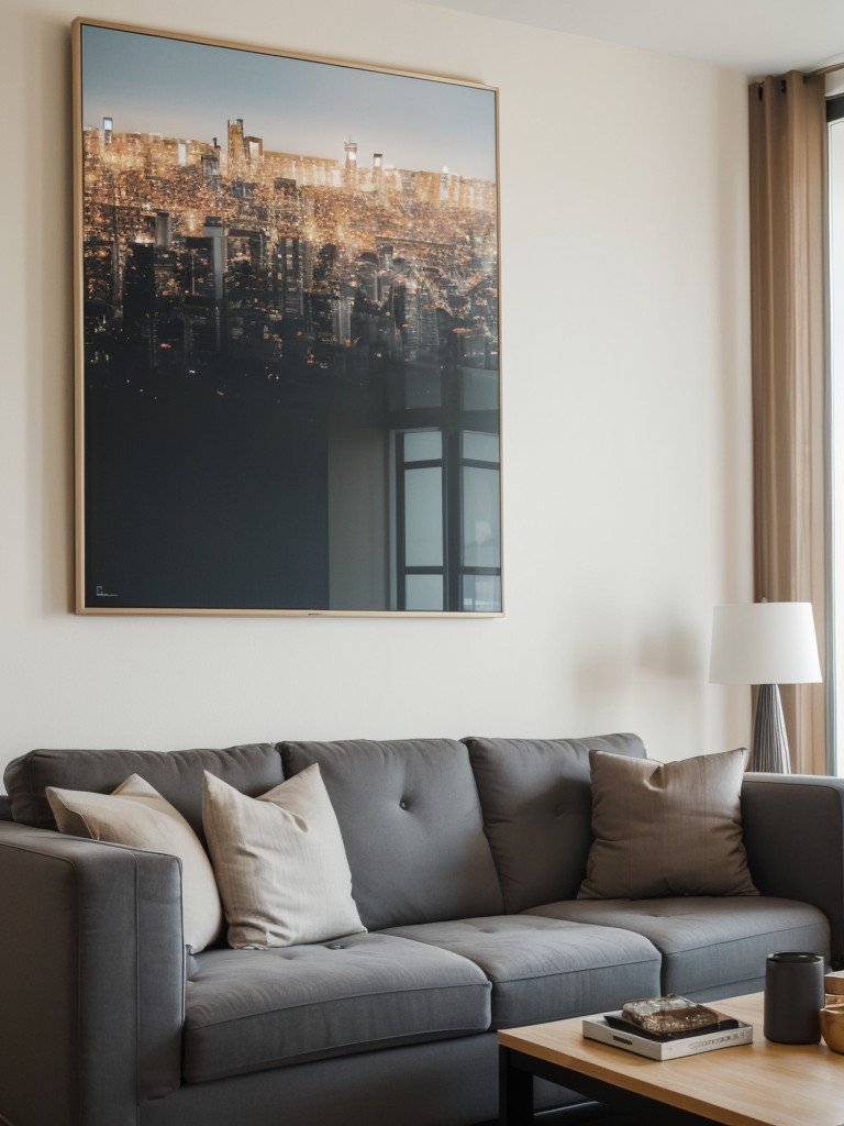 Accentuating a focal point in a studio apartment, such as a captivating piece of artwork or a statement piece of furniture, to add depth and personality.