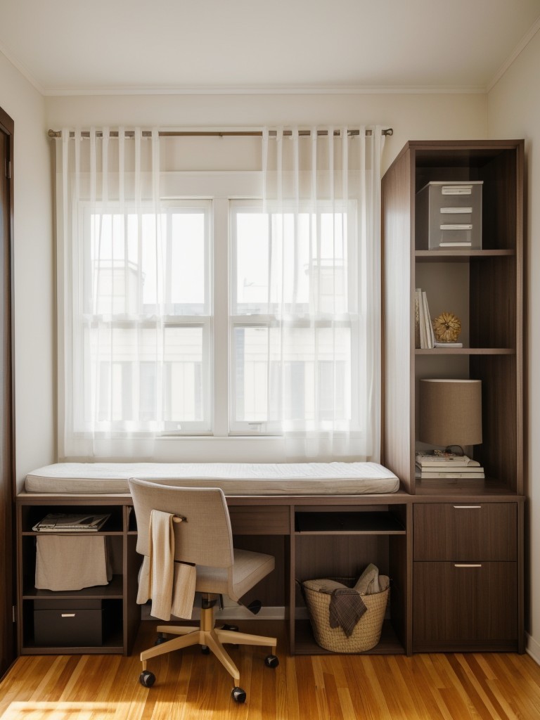 Utilizing room dividers or curtains to create designated areas in a studio apartment, such as a separate sleeping area or a home office corner.