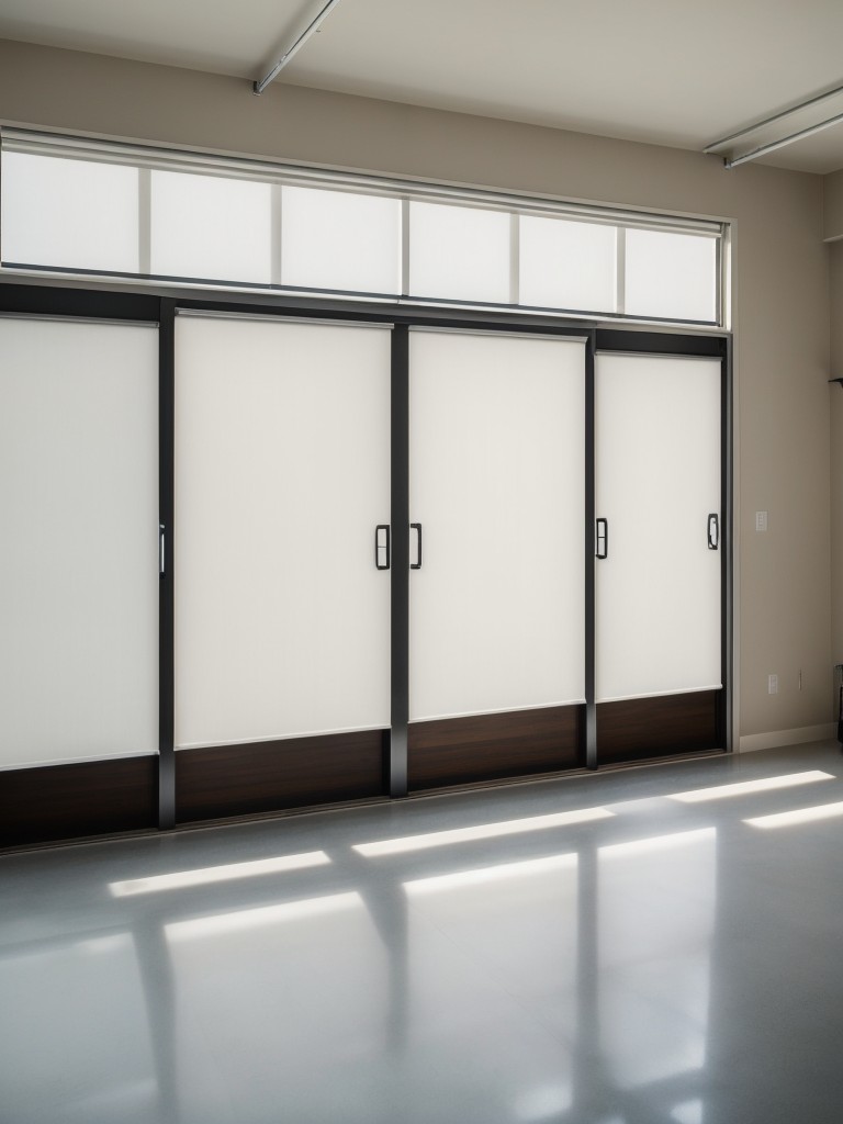 Creating a sense of privacy by using frosted or tinted glass partitions or window treatments for the garage apartment.