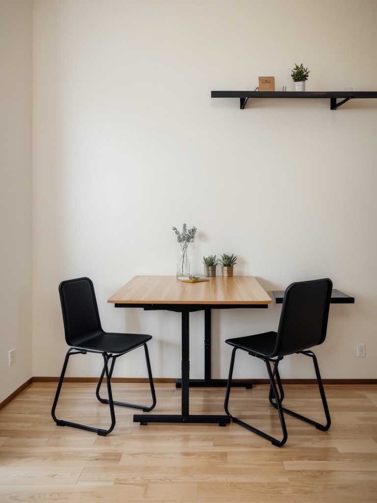 Incorporating trendy and space-saving furniture, such as collapsible tables, foldable chairs, and wall-mounted desks.