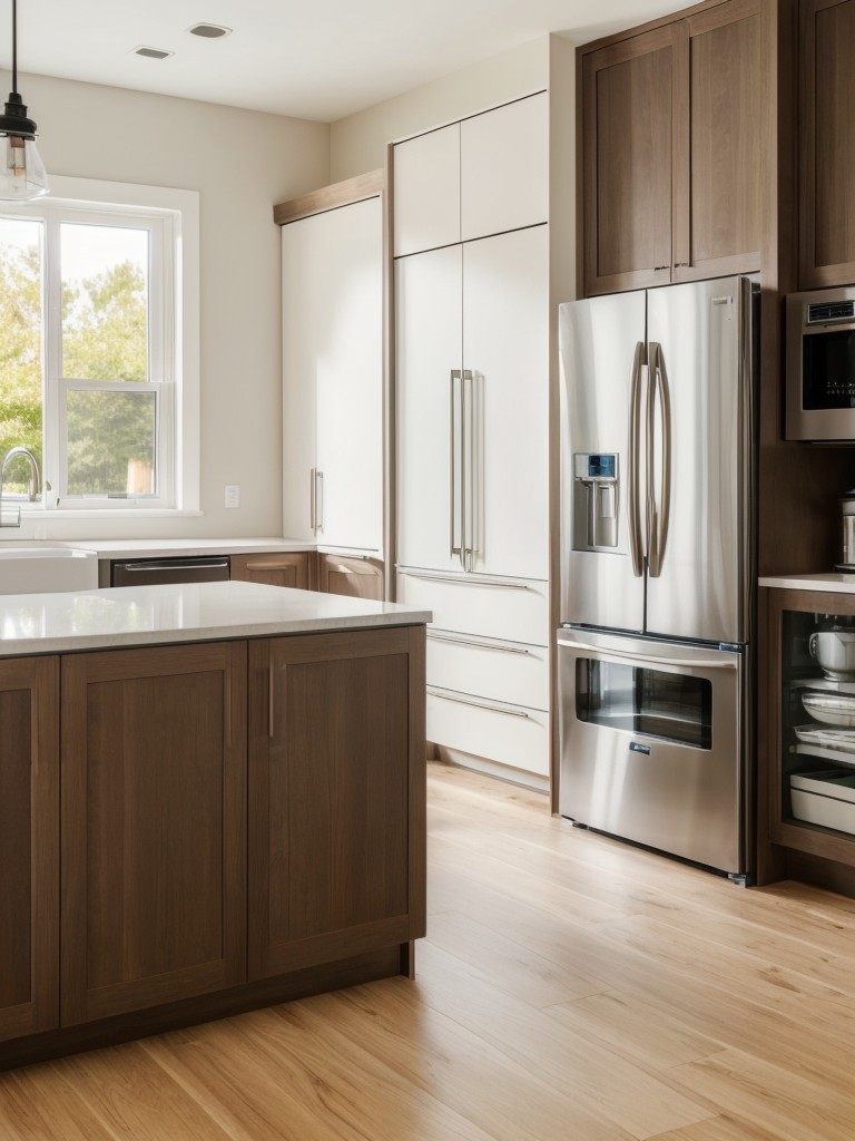 Installing a compact and efficient kitchen with space-saving appliances and clever storage solutions, such as pull-out pantry cabinets.