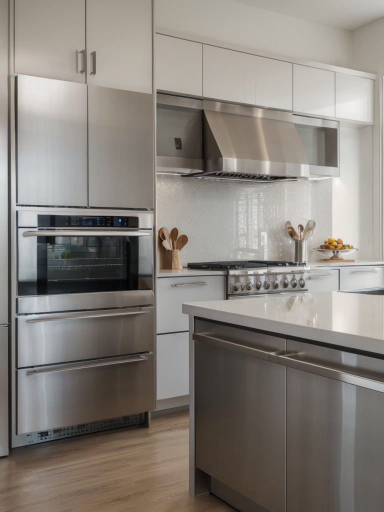 Choose sleek and modern appliances with stainless steel finishes to achieve a polished and cohesive look in the kitchen.