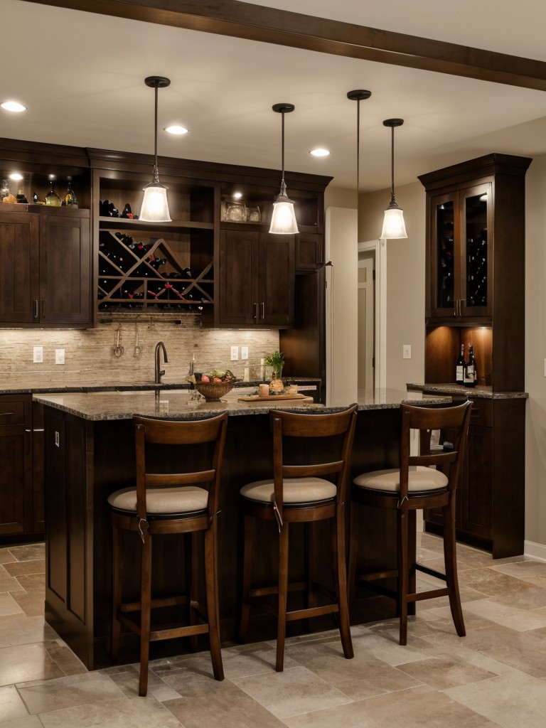 Consider adding a small bar area or a wine rack to entertain guests and create a space for unwinding after a long day.