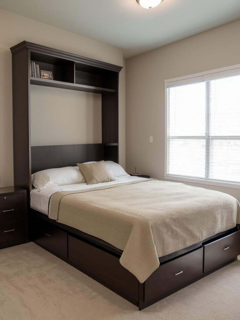 Consider incorporating a murphy bed that can be easily folded away during the day to free up living space.