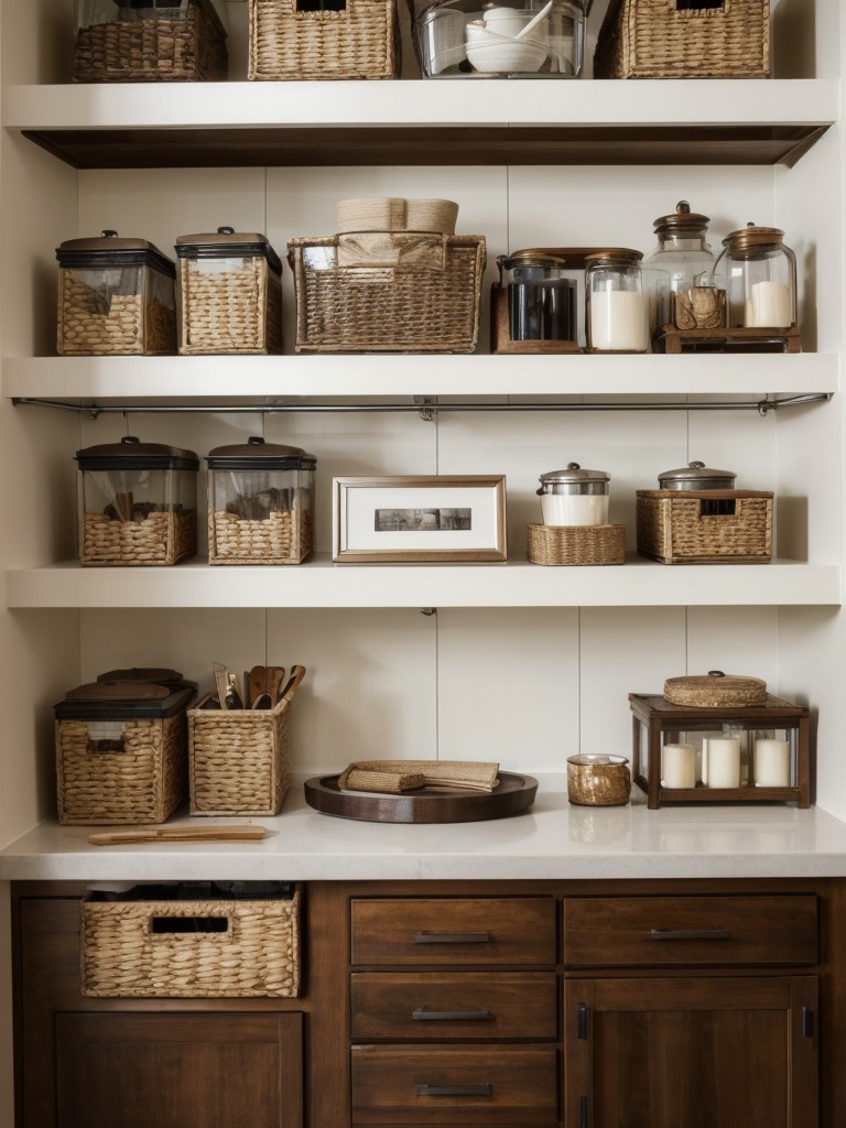 Incorporate open shelving to display decorative items and organize frequently used items while keeping them accessible.