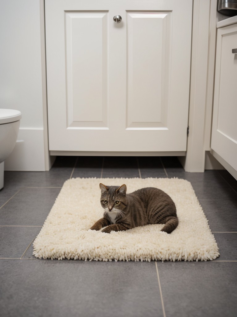 Consider using a litter box mat to trap excess litter and prevent it from being scattered throughout your apartment.