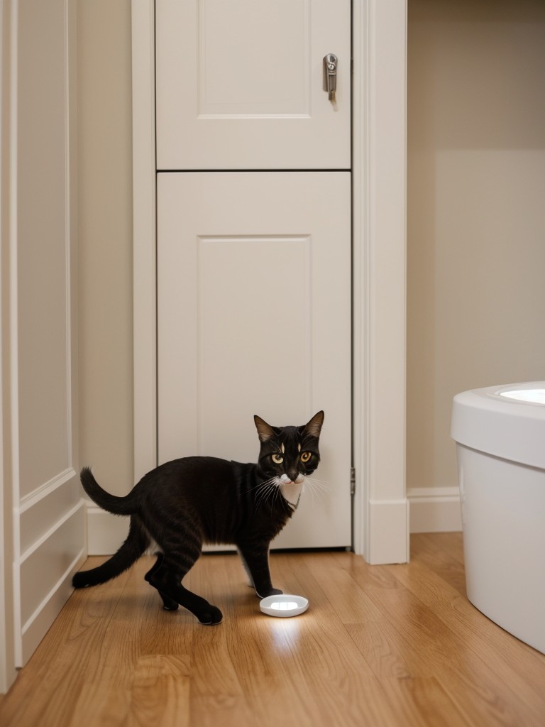 Install a motion-sensor activated night light near the litter box area for easy navigation during nighttime visits.