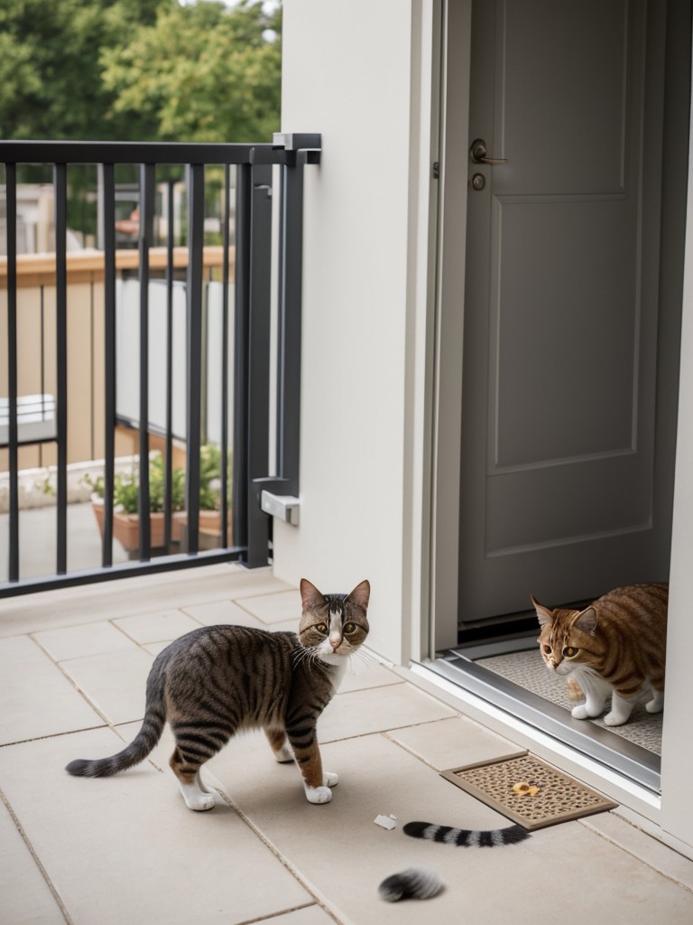 Install a small pet door leading to a balcony or patio, allowing your cat easy access to an outdoor area for their litter needs.