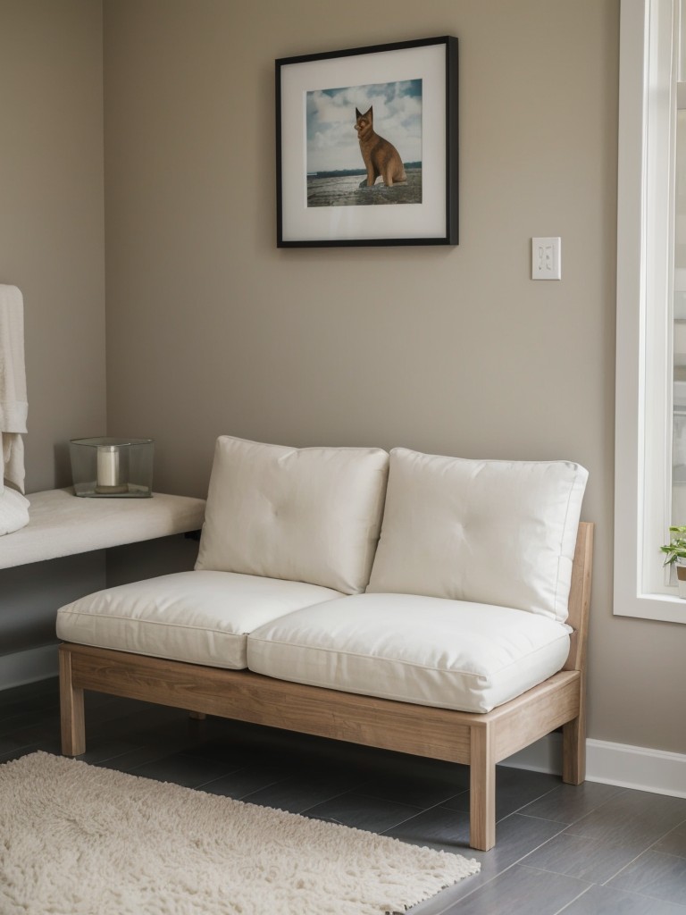 Use a litter box bench with a cushion on top, doubling as an extra seating option in your apartment.