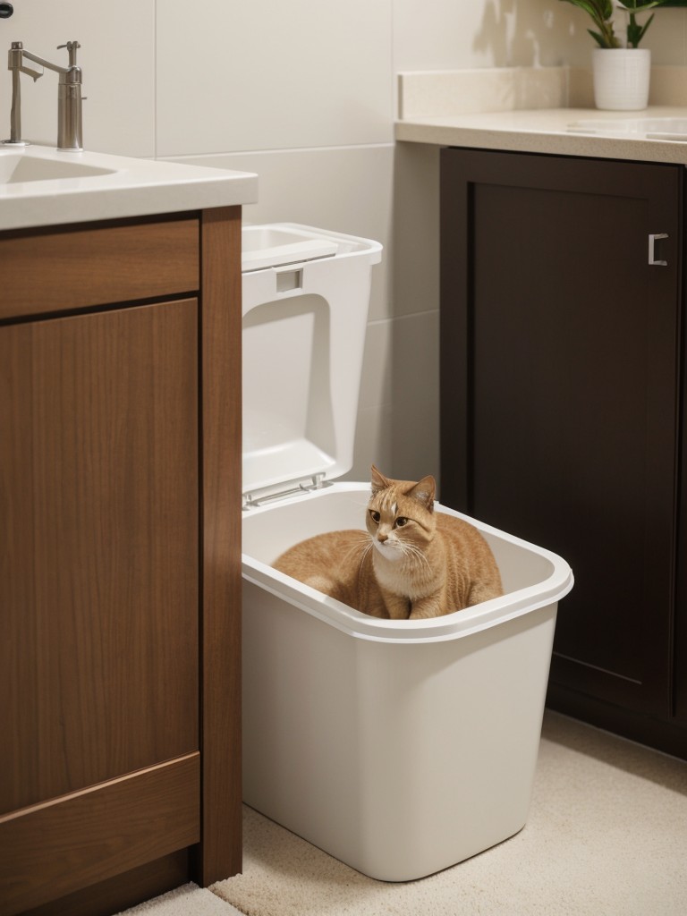 Use a litter box with built-in odor control features to keep your apartment smelling fresh.
