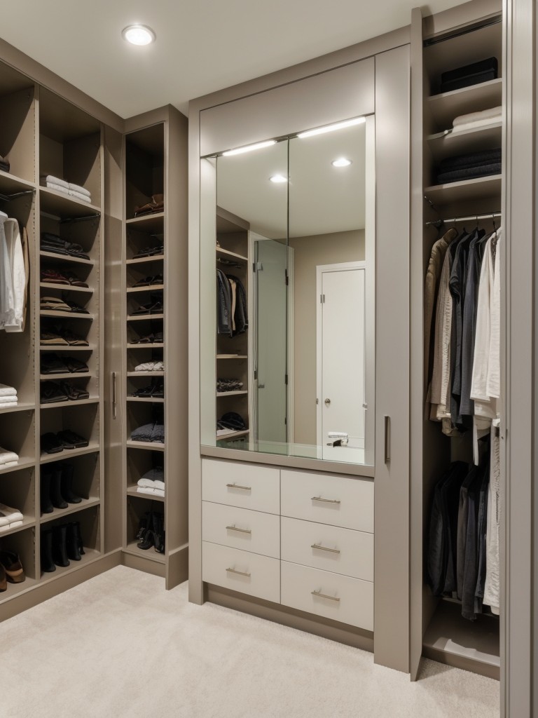 Transform the spare room into a walk-in closet or dressing room, featuring custom storage, a vanity area, and full-length mirrors.